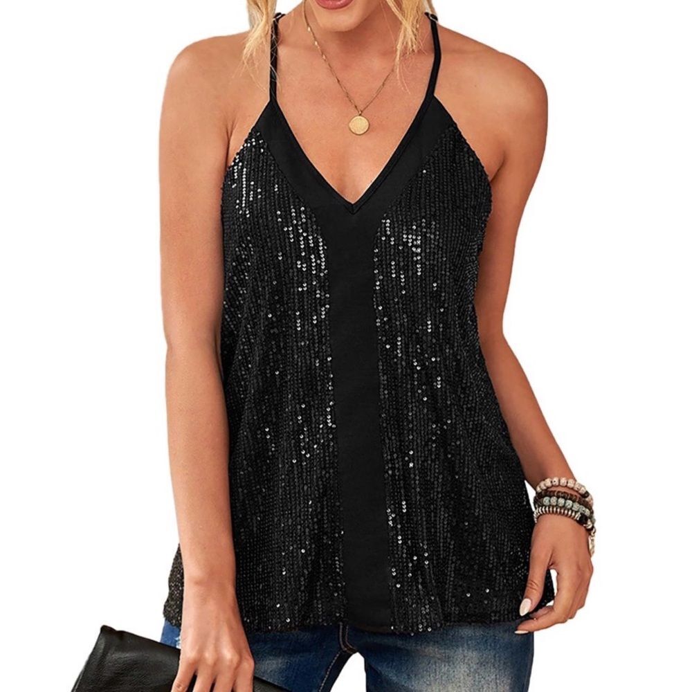 NEW CBR Elegant Black Sequin tank top size small